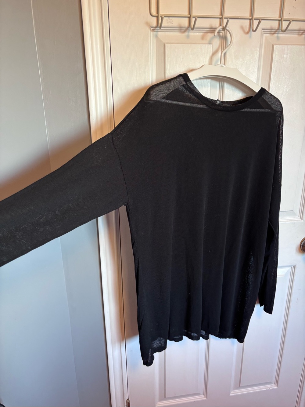 Eileen Fisher XL Black Sheer Tencel Lyocell Knit Layering Top Fall 2021 F21